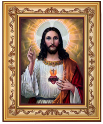 Sacred Heart of Jesus Icon in Wooden Frame